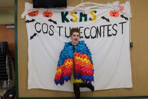 Junior Annaleigh Hobbs dressed as the tropical bird from up