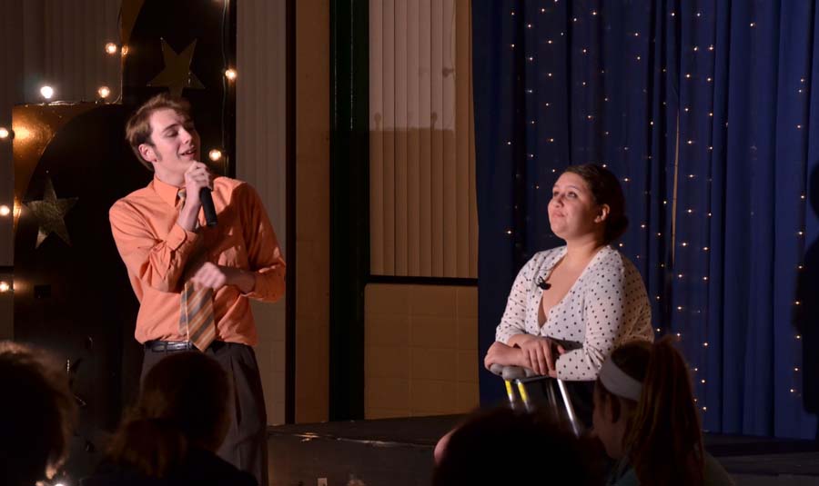 During the Night of Cabaret, Seniors Jacob Elliot and Anna Torchia sing a duet together. While singing, the audience can enjoy desserts and drinks at the Night of Cabaret.