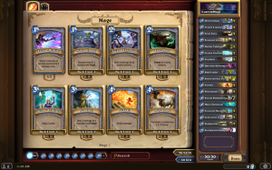 Interface of building a deck for the Mage deck.
