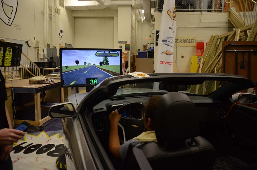 To promote the anti texting and driving campain, a driving simulator is brought to South so health students can see the dangers of texting and driving. Students texted a friend in the class while attempting to remain in control of the vehicle.