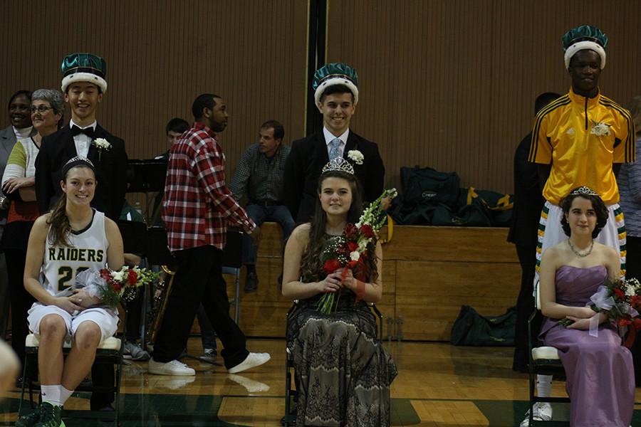 The nominated seniors were crowed at the Sweetheart basketball game ceremony. 