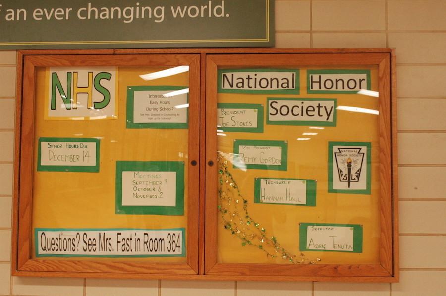 The+National+Honors+Society+has+an+information+board+in+the+front+hall.