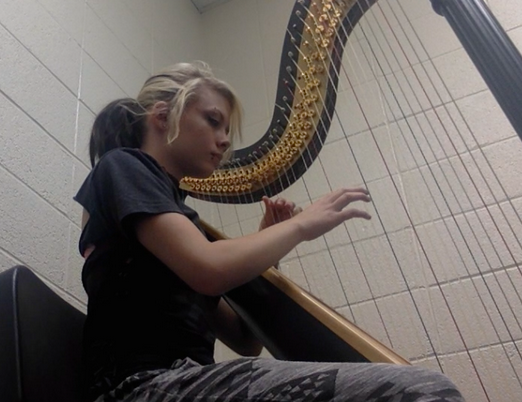 Harpist playing harp