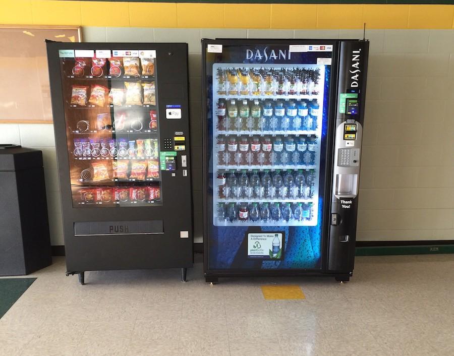 On the corner by the Auxiliary gym, students will find the new vending machine that was installed  Jan. 14.
