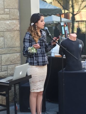 Senior Cinthia Romo at an open mic poetry slam.
photo courtesy of Cinthia Romo