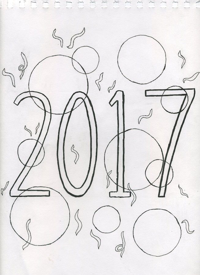 2017 New Years Coloring Page