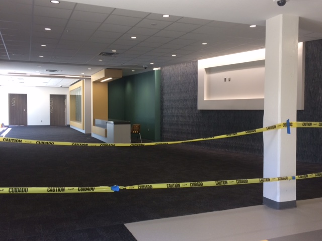 As of August, 23, theatre lobby construction is still underway. Besides receiving a new coat of paint, the entrance was also getting new bathrooms.