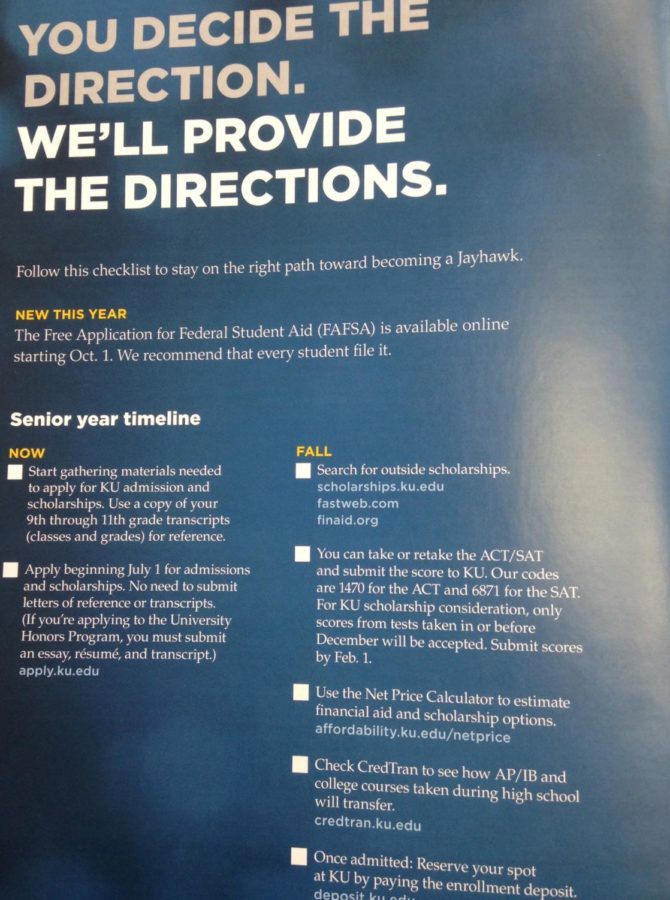 An ad for college help featured in a school brochure.