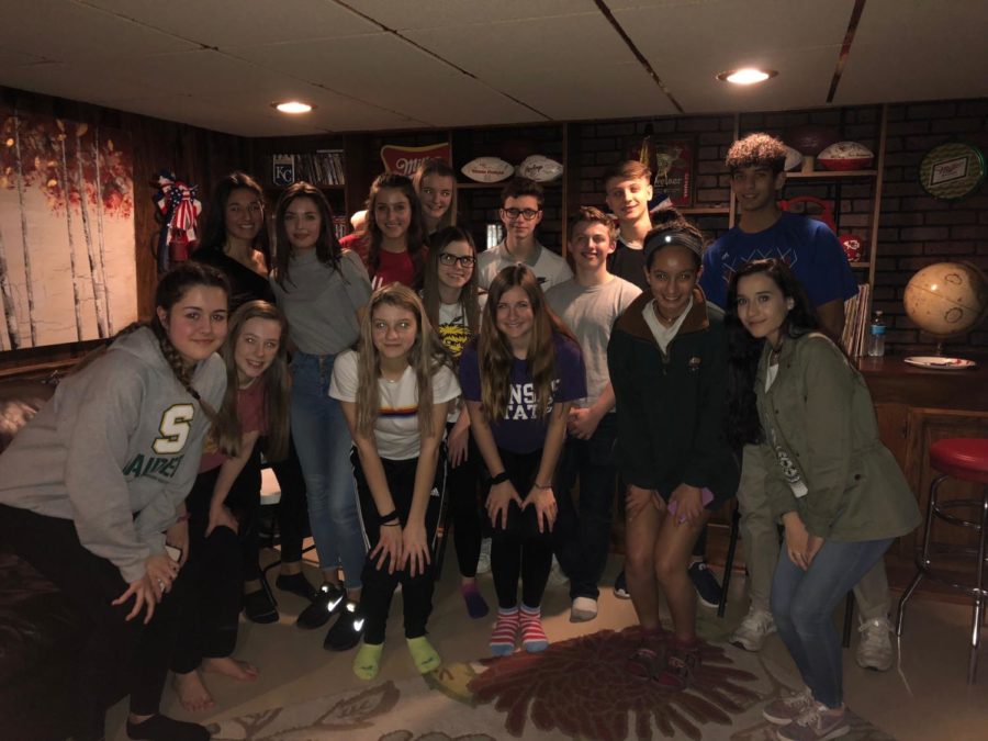 At a going away party for Moragne Dodin some of her friends and family came. Five other French exchange students came with their hosts to the party to say their goodbyes before they fly back to France.