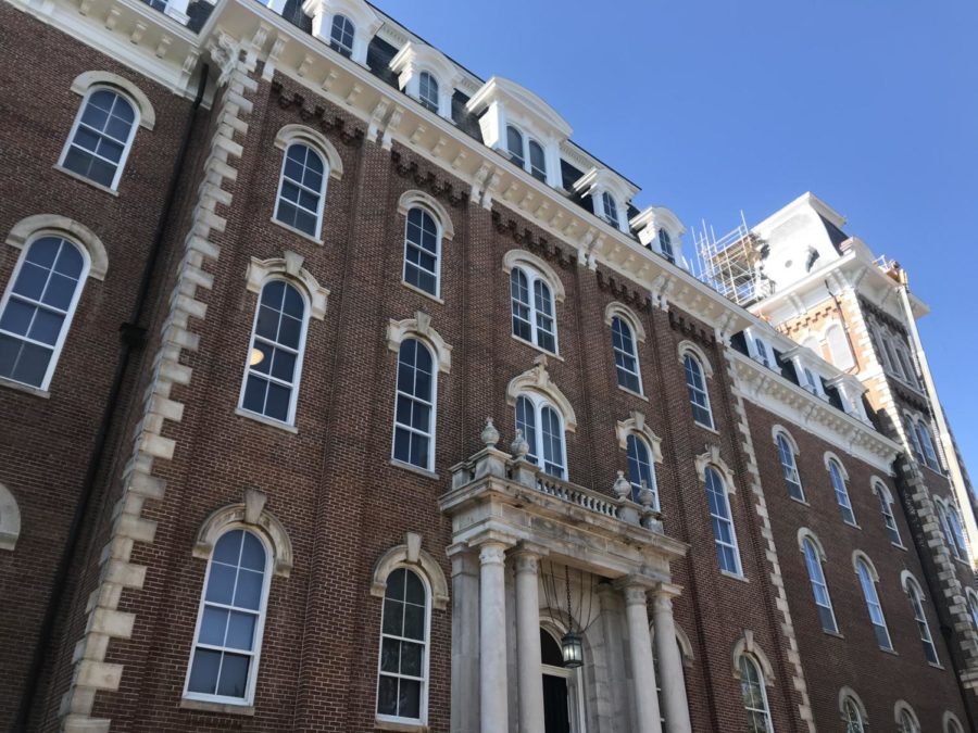 Visiting the University of Arkansas, senior Alma Harrison sees Old Main, the oldest building on campus. She made the trip to Fayetteville on National Testing Day.
