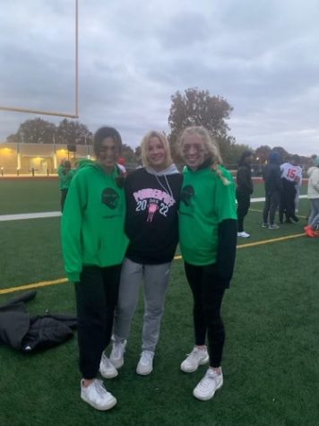 Senior Emma Thurston (middle) with two of her junior friends who also played in the game. Grace Bagby (right) and Sofia Guiliani (left).