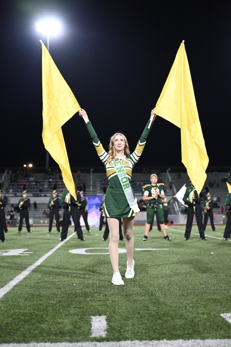 Senior Pacesetter Miranda Zimmerman performs at halftime show 