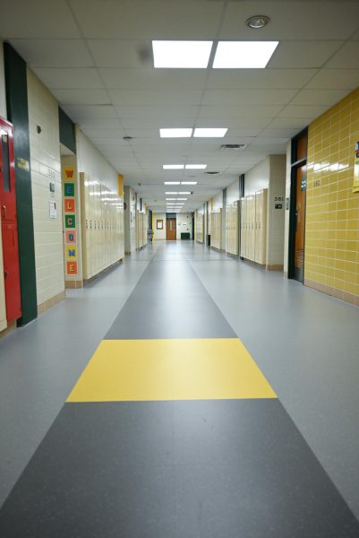 New LED lights illuminate the hall-
ways of the third floor.