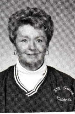 Pat Teegarden's yearbook photo from her last year as a building sub in 2002