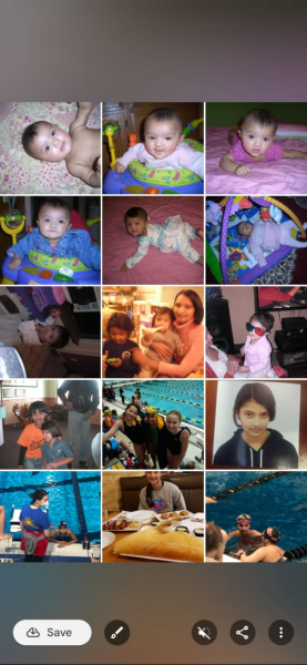 Photo collage that shows senior Castiliya Asir as a baby with her sister Mehania and mother Komal.